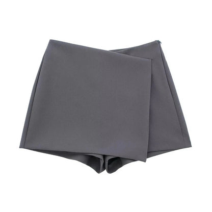 Women Fashion Pareo Style Asymmetric Shorts Skirts Vintage High Waist Side Zipper Female Skort Mujer