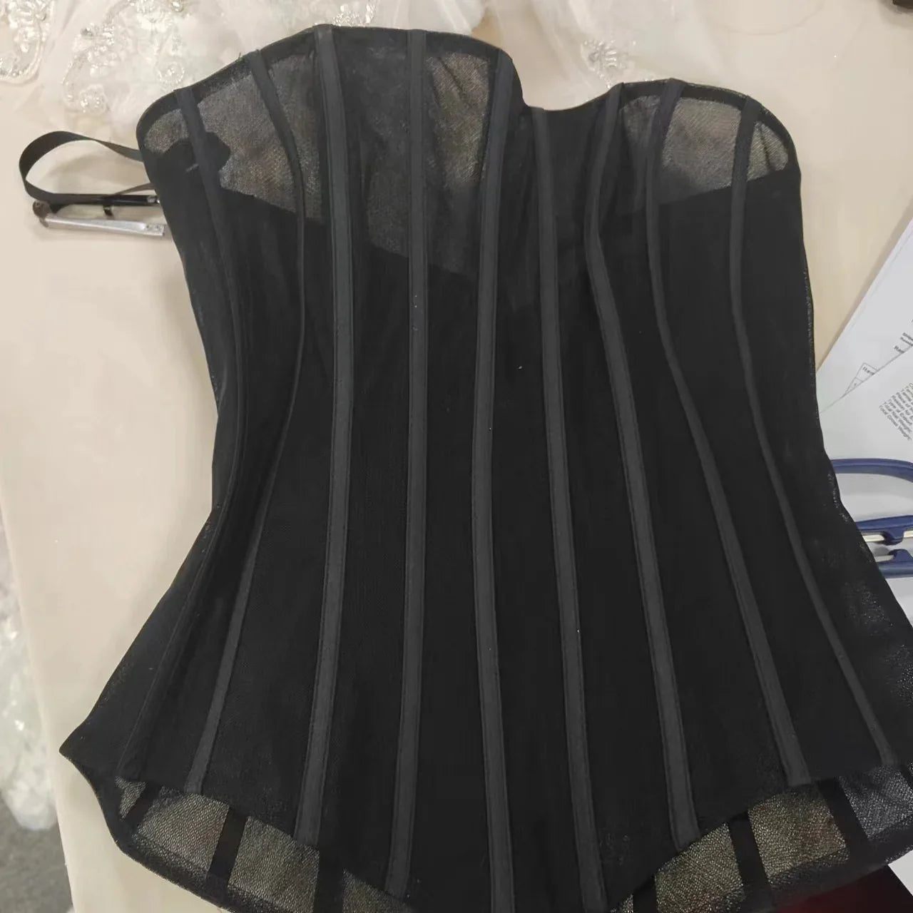 Custom Made Women Sexy Illusion Corset Tulle With Bones Wedding Dress Inner Wear Grils Shapewear Body Restraint Bodice Of Bride