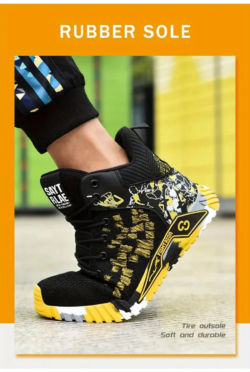 High Top Protective Safety Shoes Men Steel Toe Work Shoes Men Women Work Safety Boots Anti Smash Safety Indestructible WorkBoots