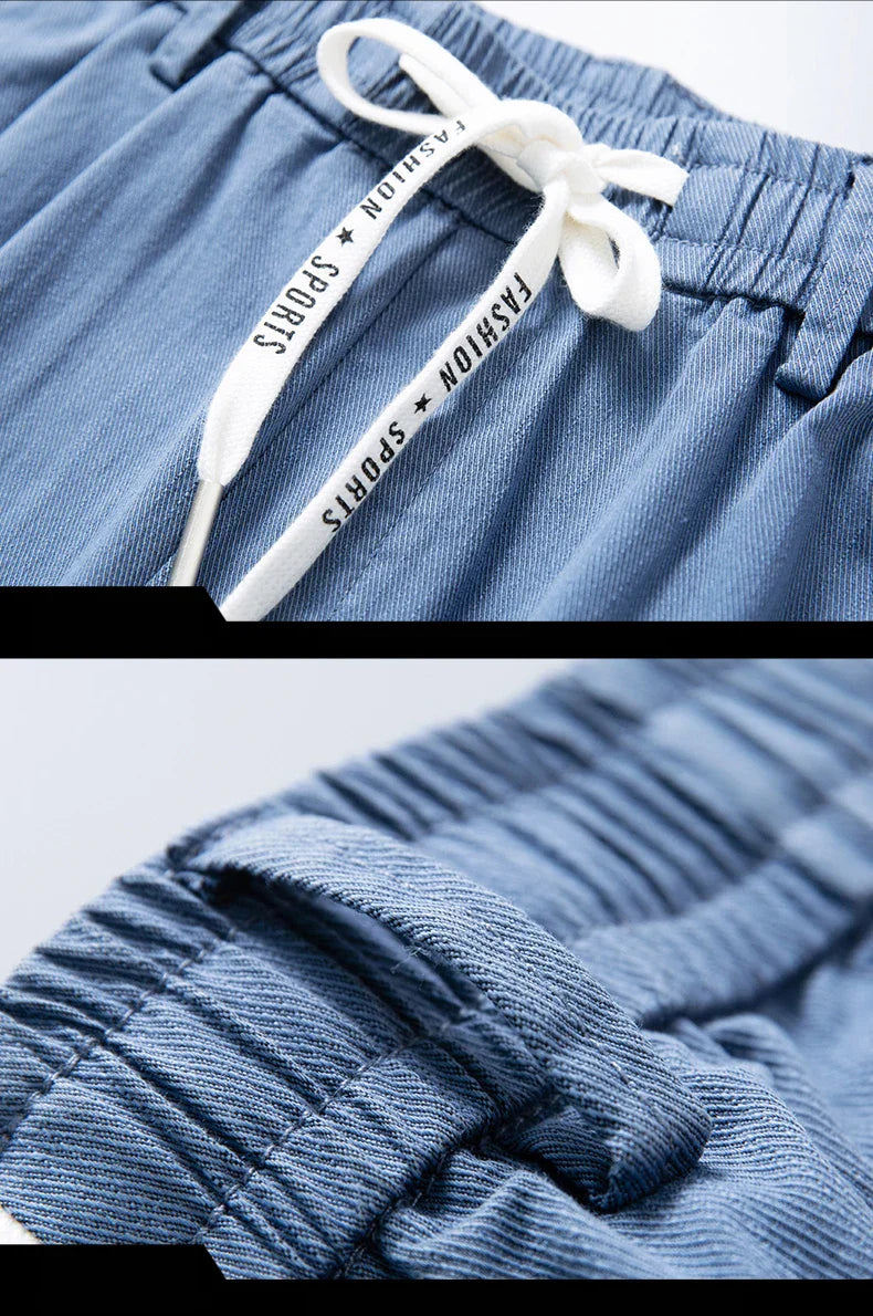 Size 28-38 Thin Casual Pants Mens Slim Simple Cotton Stretch Spring Summer Trousers Elastic Waist Drawstring Jogging Sweatpants