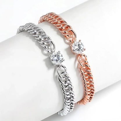 6.5mm Round Moissanite Bracelet for Women Men 100% S925 Sterling Silver Plated 18K Gold Party Fine Jewelry Gift