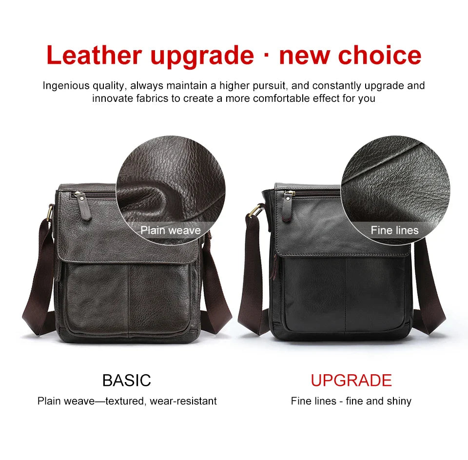 Men's Bags Genuine Leather Messenger Bag Crossbody Shoulder Bags For Male Casual Handbag Men Sling Pack For Work Business