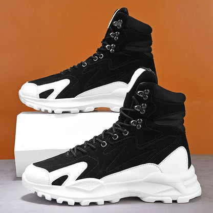 Fashion Men's Boots Comfortable Men Casual Shoes Breathable High Top Sneakers for Men Outdoor Non Slip Mens Ankle Boots Platform