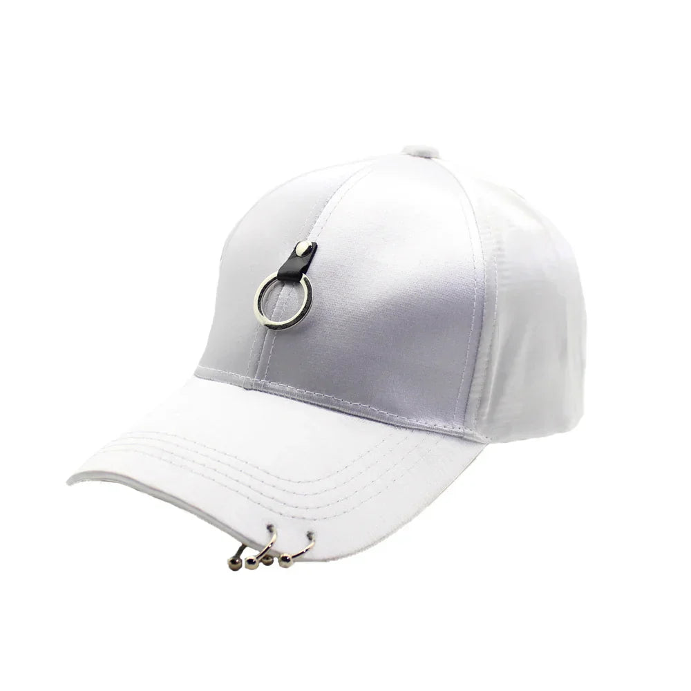 Women Men Hip Hop Kpop Snapback Baseball Cap Solid Color With Ring Sport Dancing Travel Lover Dad Hat Caps Streetwear Adjustable