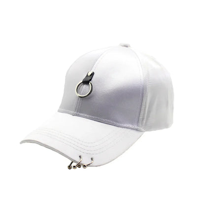 Women Men Hip Hop Kpop Snapback Baseball Cap Solid Color With Ring Sport Dancing Travel Lover Dad Hat Caps Streetwear Adjustable