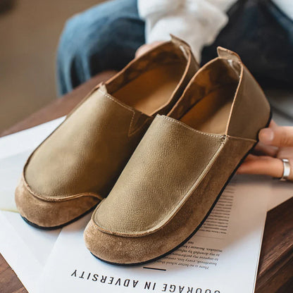 Man Loafers Outdoor Walking Fashion Mens Casual Shoes Soft Leather Comfort Half Slippers Breathable Lazy Driving Shoes