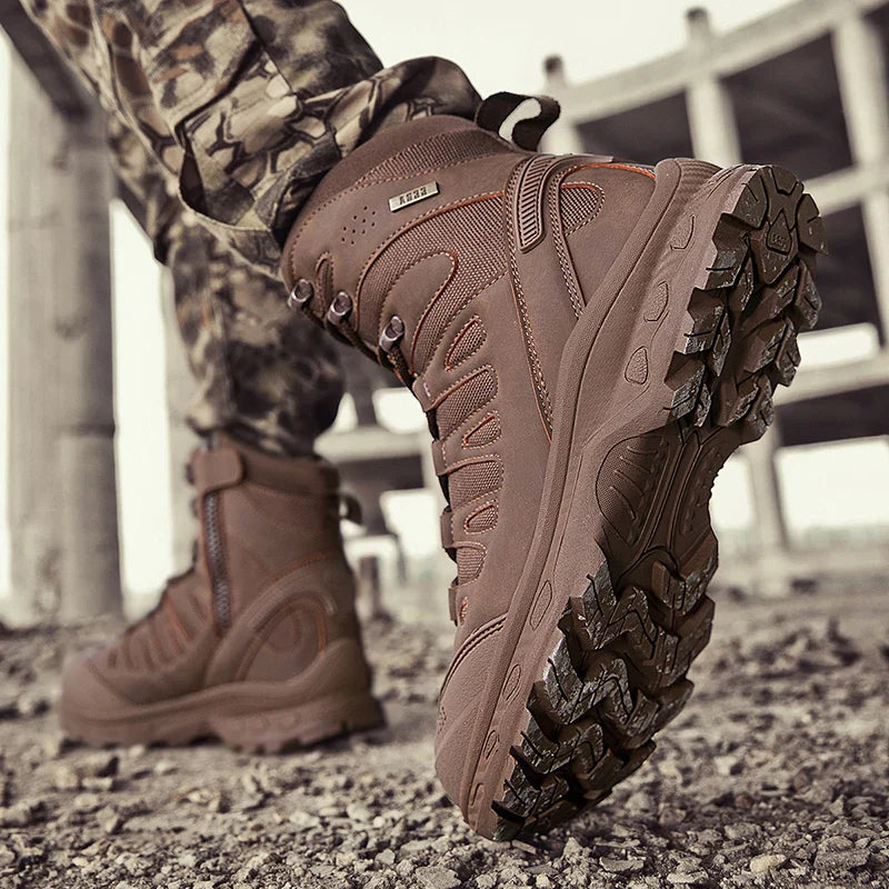 Men Tactical Boots Lace Up Brand Ankle Hiking Shoes Desert Work Boot Waterproof Size Plus Unisex Climbing Shoes