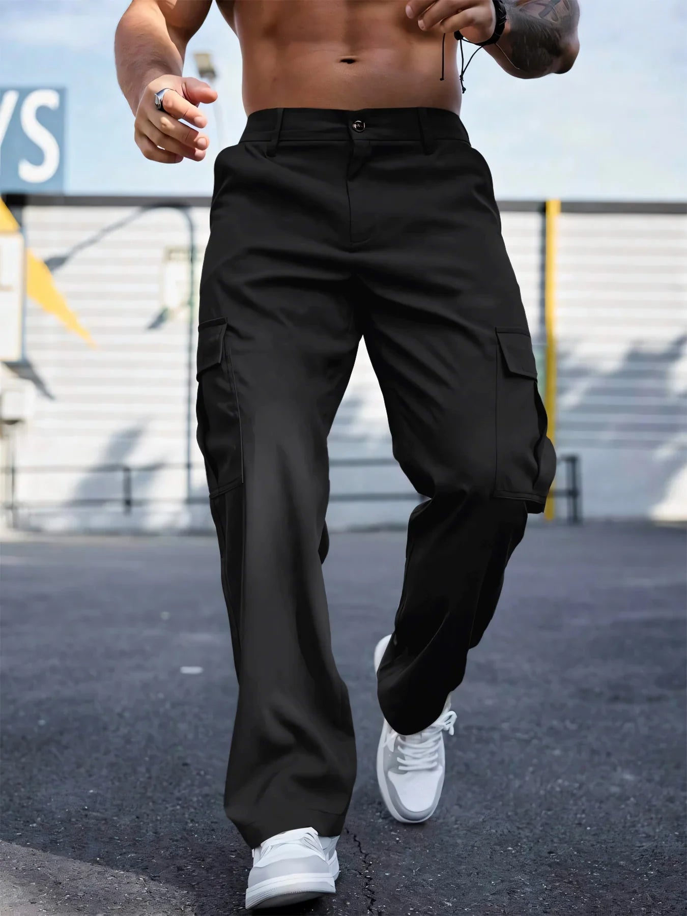 Men's Workwear Pants Wear-Resistant Sports Straight Leg Loose Summer Multi-Pocket Casual Trousers