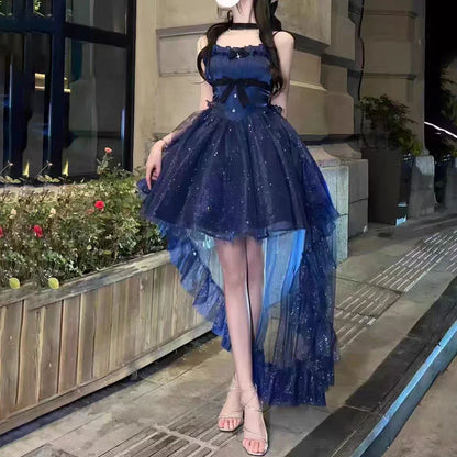 Summer New French Fashionable, Waist Wrapped, Slim and Slim Slim Sparkling Tailed Dress Short Skirt for Women