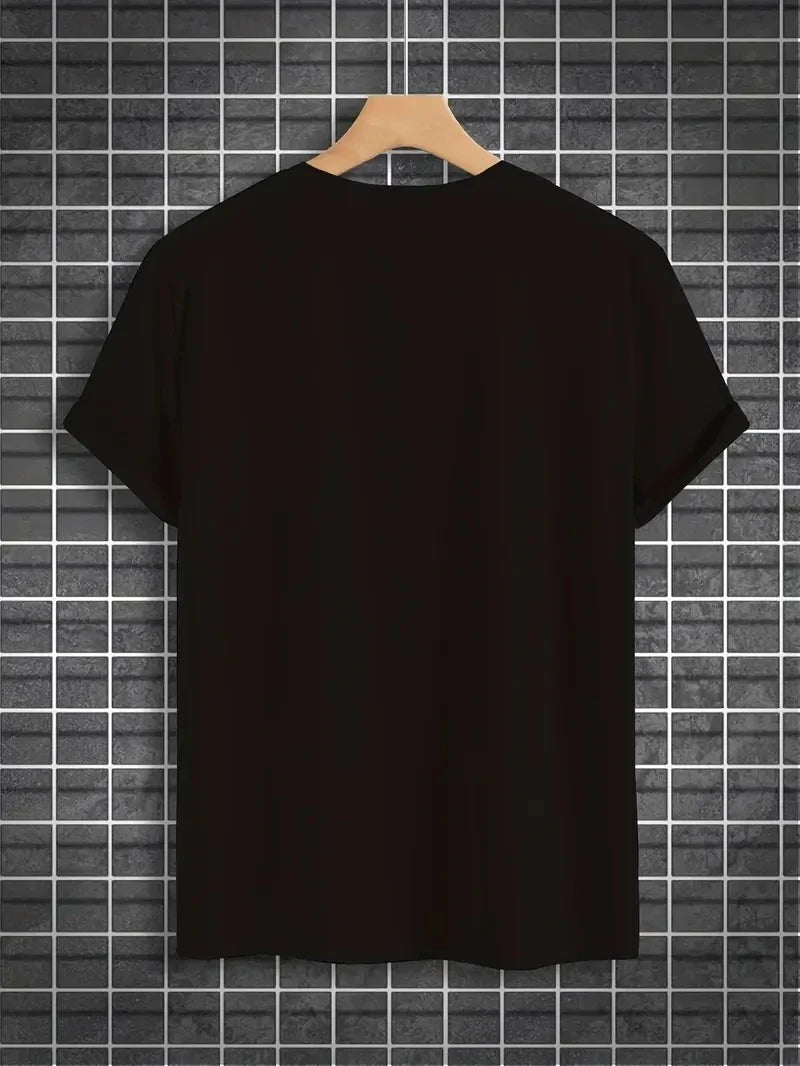 Men's 100% pure cotton fashionable casual sports loose trendy doll graffiti printed round neck short sleeved T-shirt top