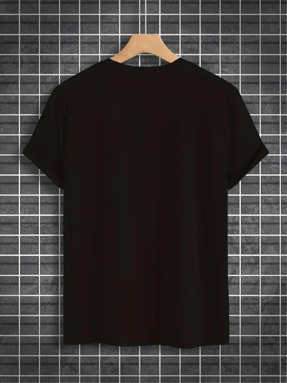 Men's 100% pure cotton fashionable casual sports loose trendy doll graffiti printed round neck short sleeved T-shirt top