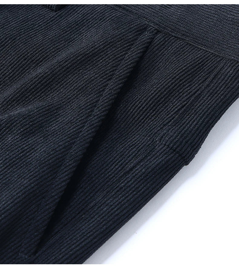 Winter Men Business Fleece Thick Casual Pants Straight Velvet Corduroy Warm Cold Resistant Bottoms Elastic Waist Trousers