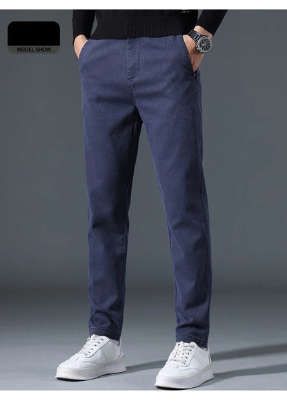 2025 Autumn New Casual Pants Men's Fashion Slim Fit Thick Straight Pants Soft Cotton Retro Style Streetwear Trousers Clothing