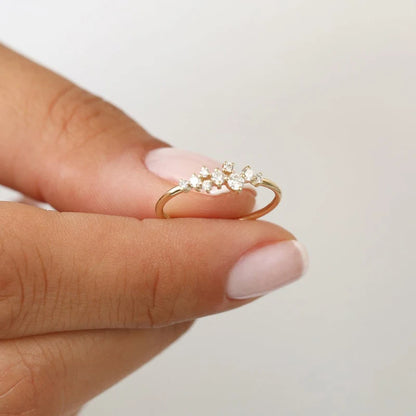 Aliança Moissanite de Prata 925 para Mulheres, Anel de Diamante de Laboratório Brilhante, Joia Fina, Presente