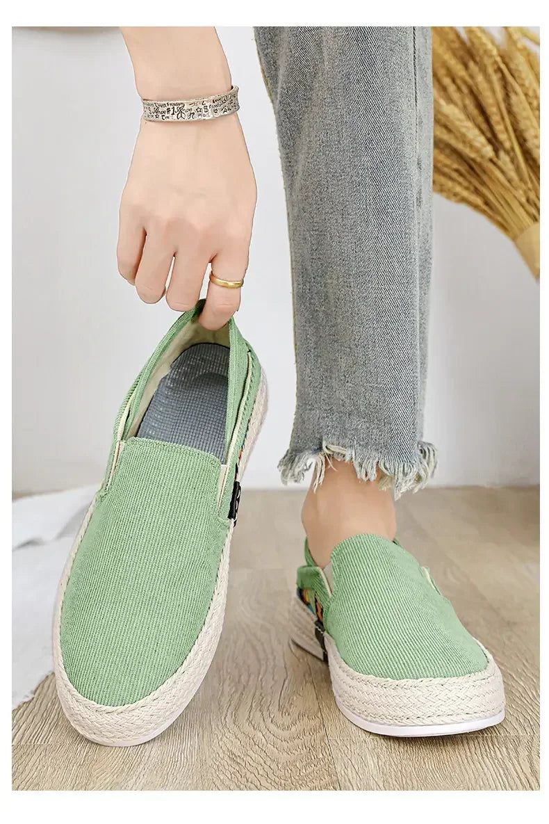 Sapatilhas Casuais Masculinas de Lona Tênis Masculino Slip-on Vulcanizado Confortáveis Sapatilhas Masculinas Mocassins Sapatos de Condução Zapatos Hombre