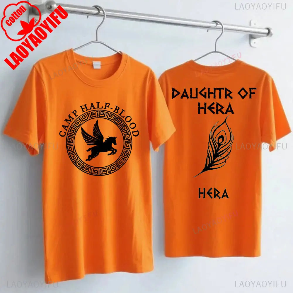 Camp Half Blood Men Women T-shirt 2 Sided TShirt Summer Greek Mythology Zeus Athena's Daughter Print Halloween Orange Tops