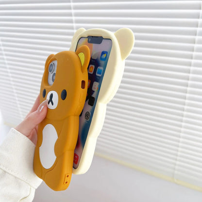 For iPhone 17 16 15 14 13 12 11 Pro Plus mini Max Xs XR 6 7 8 SE Silicone Rilakkuma Bear Soft Cover Case