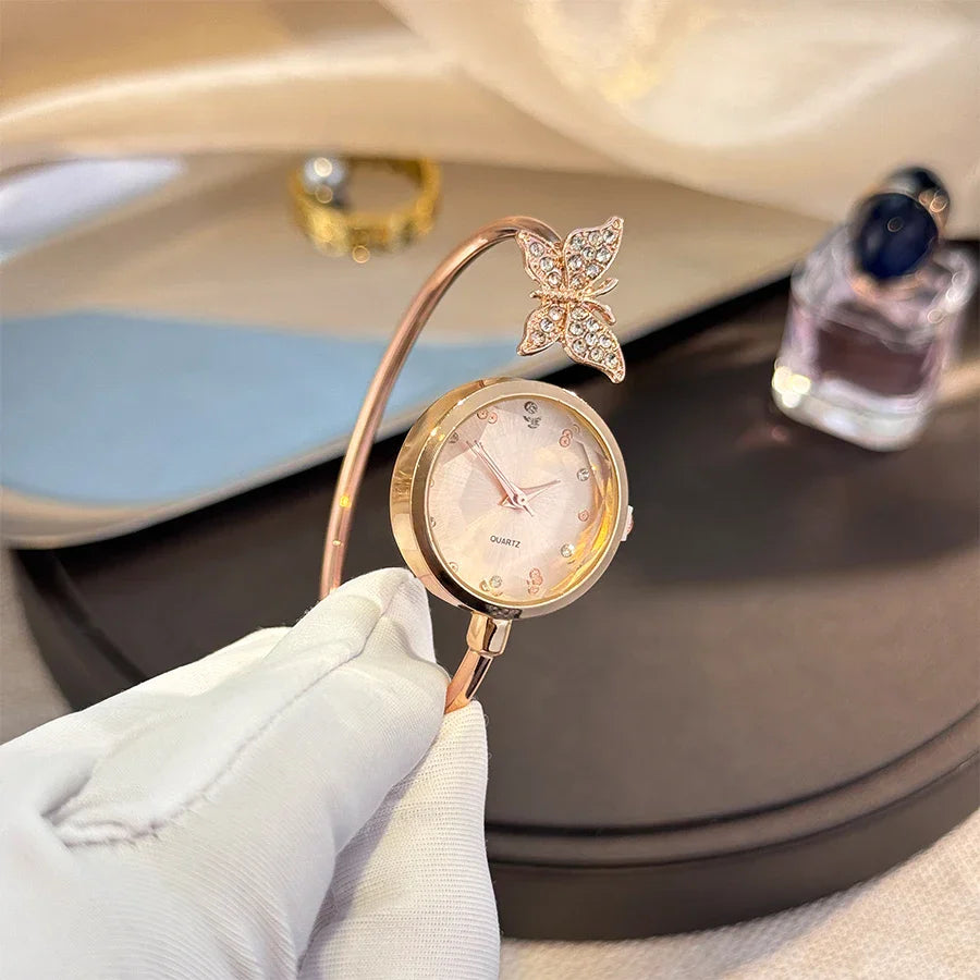 Romantic Butterfly Open Bracelet Luxury Fashion Ladies Quartz Watch Elegant Simple Wristwatch New Model Bestseller