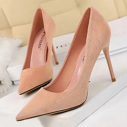 Shoes 2026 New Women Pumps Suede High Heels Shoes Fashion Office Shoes Stiletto Party Shoes Female Comfort Women Heels