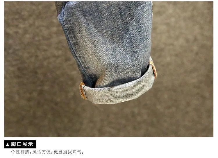 Spring and Autumn Fashion Trend Straight Leg Stretch Denim Trousers Men's Casual Slim Fit Comfortable Sports High Quality Jeans