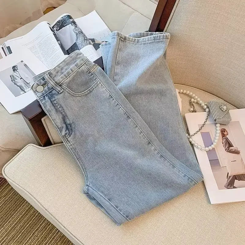 High-waisted Jeans Versatile Loose-fit Bottoms