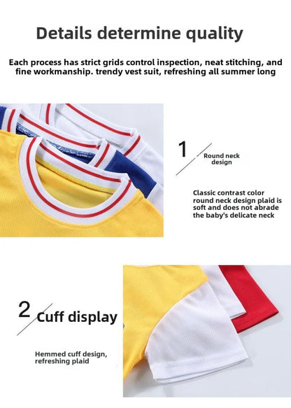 Summer Boys Breathable Quick Drying Sport Clothing Sets Kids Casual T Shirt Shorts 2pcs Set Child Basketball Clothes Suit