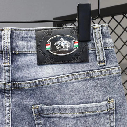 Summer 2024 New Fashion Trend Printed Stretch Cotton Shorts Men's Casual Sashimi Comfort High Quality Plus-Size Denim Shorts