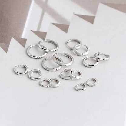925 Sterling Silver Simple Matte Bohemian Round Ear Buckle for Women Punk Unisex Rock Hoop Earring Jewelry Accessories