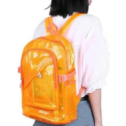 Fashion Transparent Backpack Waterproof PVC Clear Plastic Daily Mini Teenager Girls Notebook School Bag