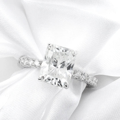 4.65cttw Radiant Cut All Moissanite Rings for Women Flawless D Color Sparkling Full Diamond Wedding Band Sterling Silver