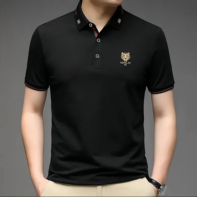 100% Cotton high-End Brand Men's Summer Exquisite Embroidery Short Sleeved Polo Shirt Trend Casual Lapel T-Shirt Men's Clothing