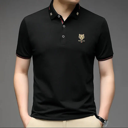 100% Cotton high-End Brand Men's Summer Exquisite Embroidery Short Sleeved Polo Shirt Trend Casual Lapel T-Shirt Men's Clothing