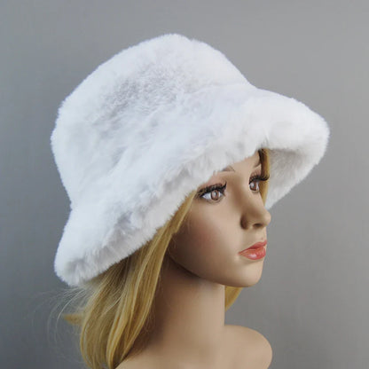 Hot Fashion Fake Rabbit Fur Hats Super Soft Women Winter Hat Cotton Lining Warm Russian Fashion Ski Beanies Plush Solid Color