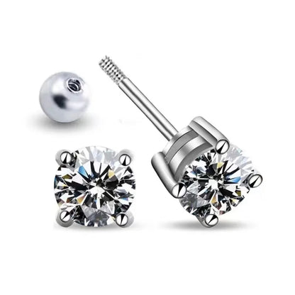4 Prong Moissanite Screw Earrings 1 Carat D Color For Women Party Fine Jewelry S925 Sterling Silver Platinum Plated Earring