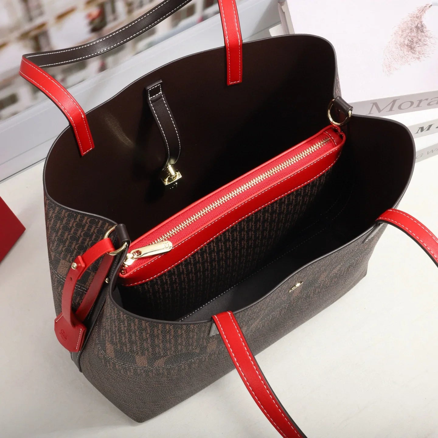 Classic Full Print Pattern Mother And Child Tote Bag For Women 2026 New Light Luxury Large Capacity Commuter Handbag