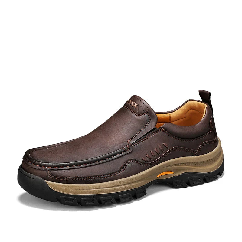 Men's Hand-Stitched Fashion Loafers, Solid Color Low-Top Casual Shoes, Simple Trendy Slip-On Sneakers, Men's Shoes for All Seasons, Daily Office Business Shoes, Large Size Men's Shoes