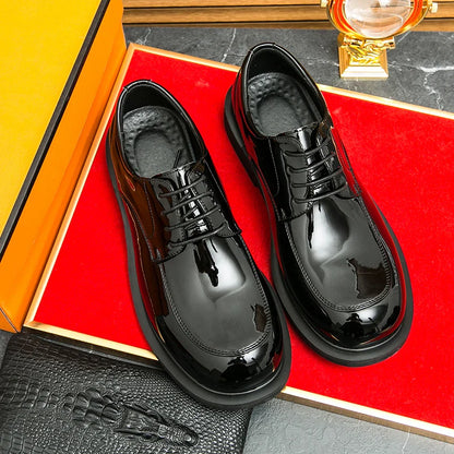 Mens Casual Leather Shoes Fashion British Trend Designer Derby Shoes Business Dress Shoes for Male Patent Leather Wedding Shoes