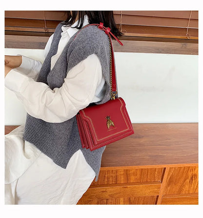 Luxury Brand Women Handbag 2024 New Retro Bee Female Shoulder Bag Simple High Quality Leather Designer Crossbody Bags