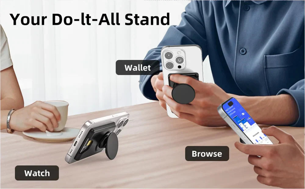 Universal Magnetic Wallet With Expanding Phone Grip,Phone Card Holder Solid SocketWallet For IPhone Samsung Wallets