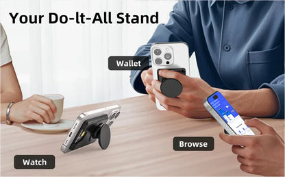 Universal Magnetic Wallet With Expanding Phone Grip,Phone Card Holder Solid SocketWallet For IPhone Samsung Wallets