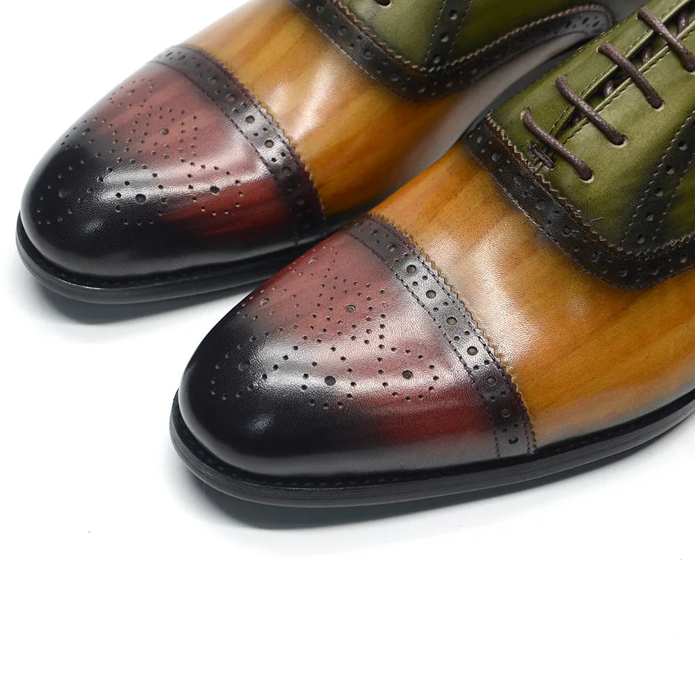 Luxury Italian Men's Wedding Dress Shoes Genuine Leather Cap Toe Lace-up Oxfords Lace-up Brogue Black Business Formal Shoes Man