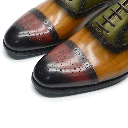 Luxury Italian Men's Wedding Dress Shoes Genuine Leather Cap Toe Lace-up Oxfords Lace-up Brogue Black Business Formal Shoes Man