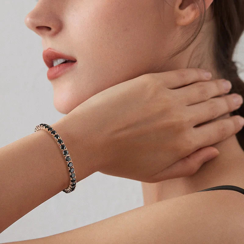 3mm 4mm Black Moissanite Tennis Bracelet Full Diamond GRA 925 Sterling Silver Plated 18k Hiphop Bracelets for Women Man