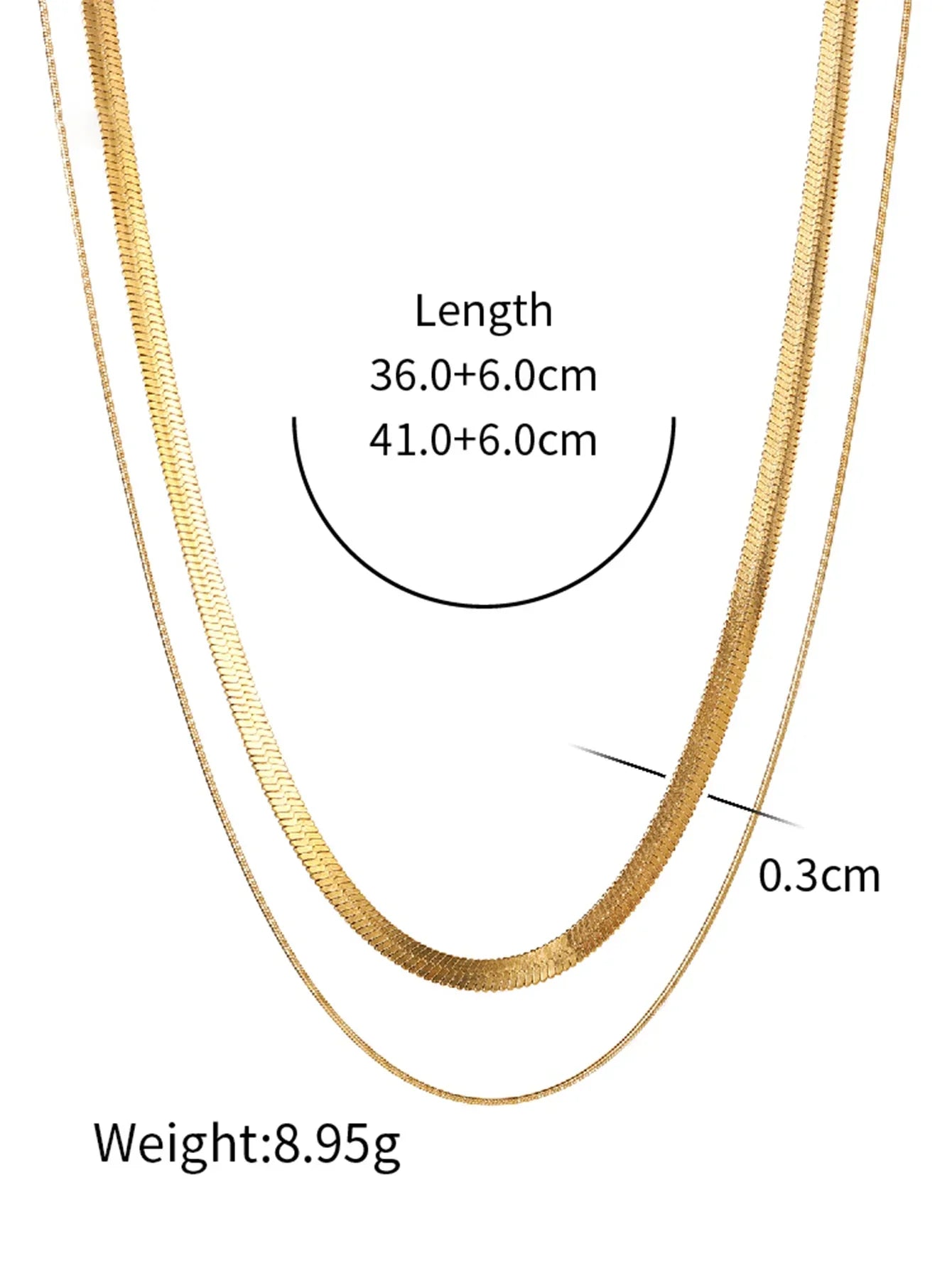 Simple Jewelry 18K Gold Plated Flat Snake Chain Layer Necklace Stainless Steel Snake Rope Chain Necklace Gift