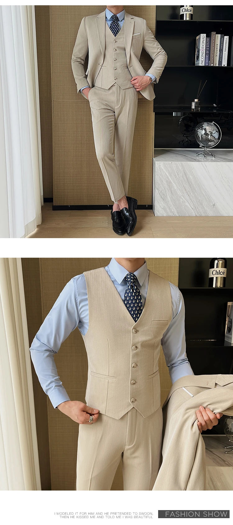 ( Jacket + Vest + Pants ) High-end Men's Slim Business Casual Suit Groom Wedding Dress Party Suit Blazers Waist Coat Trousers