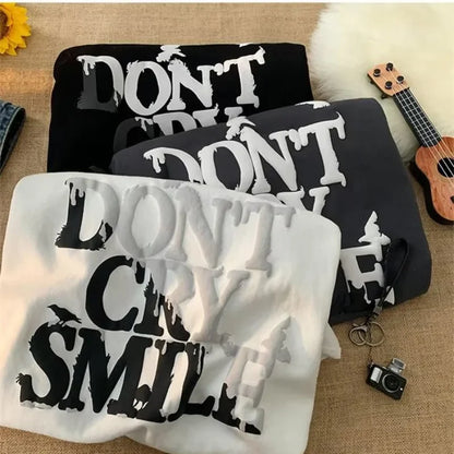 8XL New Casual T-shirt Short Sleeved Round Neck Print DONT Pigeon Letters Loose Retro Style Suitable Men