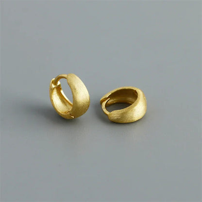 925 Sterling Silver Simple Statement Matte Large Huggies Hoop Earrings for Men Women Fine Gothic Punk Charms S925 Jewelry