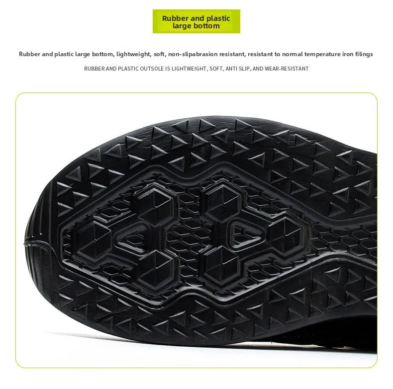 Men's Summer Mesh Labor Protection Shoes Anti-Smashing Wear-Resistant Outdoor Construction Site Protection Work Shoes Anti-Pierc