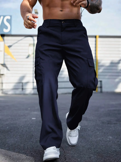 Men's Workwear Pants Wear-Resistant Sports Straight Leg Loose Summer Multi-Pocket Casual Trousers