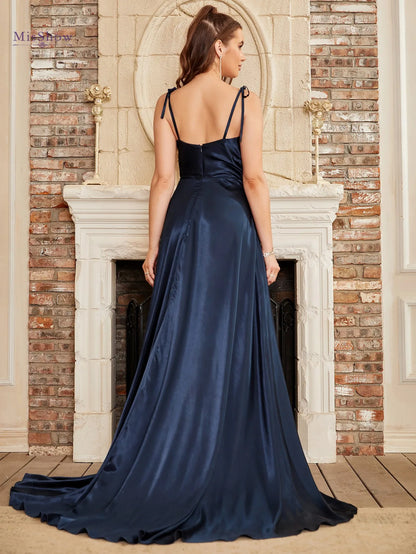 Navy Blue Bridesmaid Dress For Weddings Woman Guest Spaghetti Straps Slit Prom Party Gowns Long Maid Of Honor Dresses